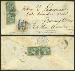 Large part of a cover sent from SAN JOSÉ to Buenos Aires franked ...