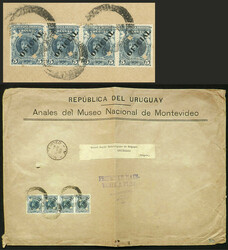 Official cover sent by the National Museum from Montevideo to Belgium ...
