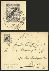Official cover sent by the National Museum from Montevideo to Paris ...