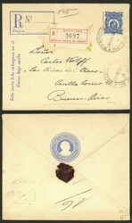 Stationery envelope for registered mail + additional 5c., sent from ...