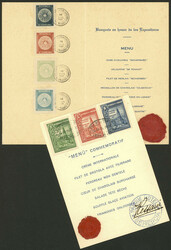 2 Dinner menus of the Parque Hotel of the philatelic expositions of ...