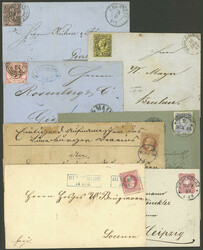 7 Covers or entire letters (one is a folded cover) used between 1857 ...