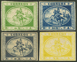 GJ.1/4, Post rider, complete set of 4 values, all with original gum, ...