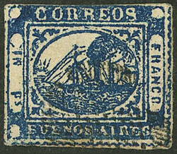 GJ.11A, IN Ps, very dark blue, 2 ample margins, tiny defect, ...