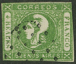 GJ.16a, 4R. green, complete DOUBLE impression, with tiny defect and ...