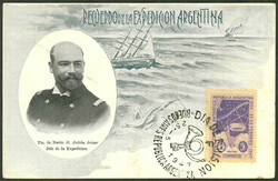 Postcard commemorating the Argentine expedition to Antarctica with ...