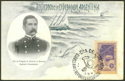 Postcard commemorating the Argentine expedition to Antarctica with ...
