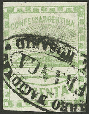 GJ.2, 10c. green, used in Rosario, signed by Victor Kneitschel and ...