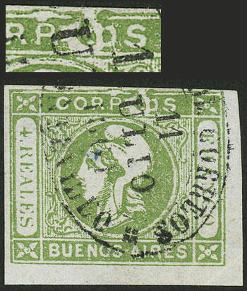 GJ.16, 4R. green, with variety "letters of "CORREOS" and top frame ...