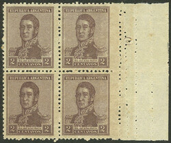 GJ.466, block of 4 with variety: QUADRUPLE vertical perforation in ...