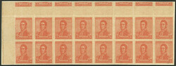 GJ.469, 1917 5c. San Martín, large corner block of 16, with partial ...
