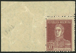 HANDSOME STAMP: GJ.572, 1923 30c. San Martín with period, sheet ...