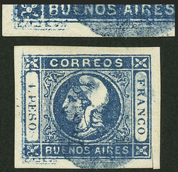 GJ.17b, 1P. dark blue, PARTIAL DOUBLE IMPRESSION, used with blue ...