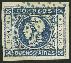 GJ.17A, 1P. INDIGO blue, very nice example with blue 9x10 dotted ...
