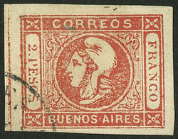 GJ.18, 2P. orangish red, superb example with very wide margins and ...