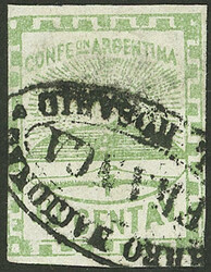 GJ.2, 10c. green, used in Rosario, signed by Victor Kneitschel and ...