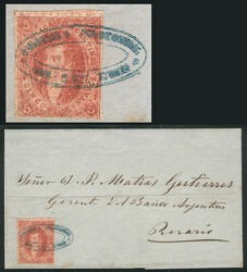 GJ.25, 4th printing, worn impression, red-rose, with horizontal line ...
