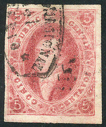 GJ.32, 7th printing imperforate, lightly dirty plate, used in Rosario ...