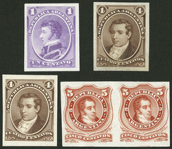 GJ.35 + 36 (2 different shades) + 38 in pair, PROOFS on very thin ...