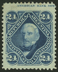 GJ.55, 1877 24c. San Martín, jumbo size, with part of printer ...