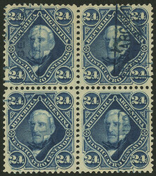 GJ.55, 1877 24c. San Martín, splendid used block of 4, excellent ...