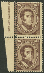 GJ.91, 1888 30c. Dorrego with DOUBLE PERFORATION at left, very rare!!