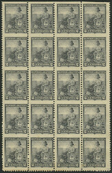 GJ.219PH, 1899 2c. Seated Liberty, large block of 20 IMPERFORATE ...