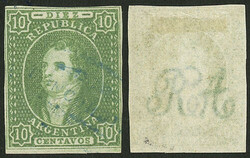 GJ.21a, 10c. clear impression, with variety INVERTED WATERMARK ...