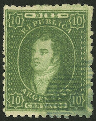 GREAT BEAUTY: GJ.23, 10c. semi-clear impression, dark bluish green, ...