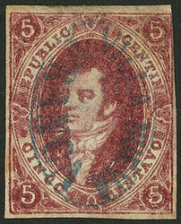 GJ.26A, 5th printing, purple-carmine, with complete "VILLA NUEVA - ...