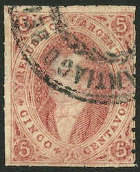 GJ.28, 6th printing perforated, with black cancel of Santiago del ...