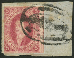 GJ.32, 7th printing imperforate, on fragment with "rococco" cancel of ...