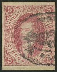 GJ.32, 7th printing imperforate, CLEAR impression, in rare red-rose ...