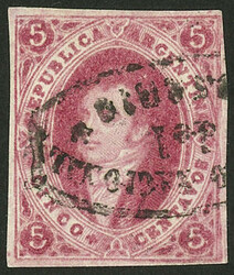 GJ.32, 7th printing imperforate, used in Rosario, superb example!