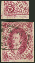 GJ.32, 7th printing imperforate, with variety "double line in the ...