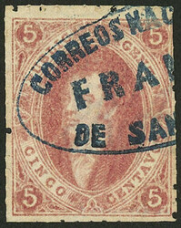 GJ.19, 1st or 2nd printing, beautiful blue cancel of SAN JUAN, ...