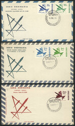 GJ.1574/1580, Stylized airplane, the complete set on first day covers ...