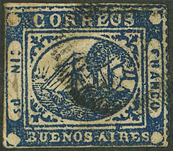 GJ.11, IN Ps dark blue, used, 2 good margins, with defects, fine ...