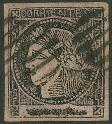 GJ.8, 3c. dull rose, type 1, with mute 9-bar cancel of Corrientes, VF