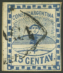 GJ.3A, 15c. small figures, plate B, on fragment with forged cancel, ...