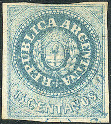 GJ.9, 15c. light blue, used with light biconcave ellipse "Correo ...