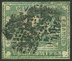 GJ.6, 3 Ps, green, with defects, repaired, ponchito cancel, very fine ...