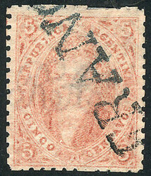 GJ.20j, 5c. 3rd printing, mulatto, carminish red, with FRANCA cancel ...
