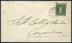 GJ.23, 10c. worn impression, green, on a front of folded cover with ...