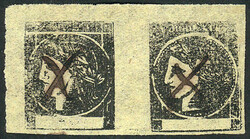 GJ.6, yellow, pair with types 7 and 8, with VARIETY: very defective ...