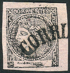 GJ.16, dull rose, with CORRIENTES cancel in large arch, SUPERB, rare!