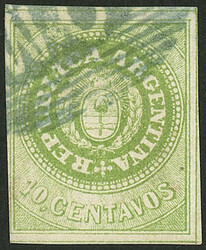 GJ.11, 10c. green, without accent, notable example with 4 margins, 3 ...