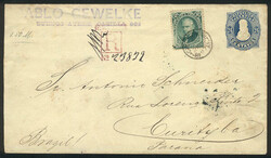 UNUSUAL DESTINATION: 24c. Stationery envelope + 2c. (GJ.53) posted by ...