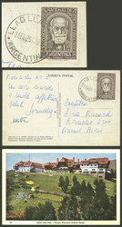 RARE POSTAL MARK of traveling PO of Hotel Llao Llao in Bariloche: ...