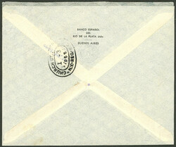 Registered airmail cover sent to USA on 30/DE/1954 franked with 3.10P ...